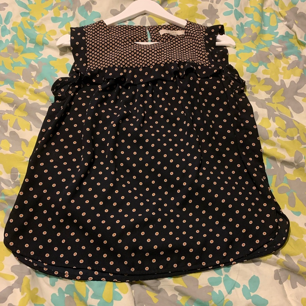 Loft navy printed sleeveless blouse XS